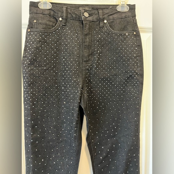 NWT CACHE WOMENS BLACK JEANS WITH RHINESTONES SIZE 28 - Picture 2 of 6